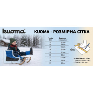 Размерная сетка Kuoma – таблица размеров, длина стельки