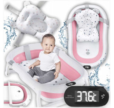 Детская ванна складная с подушкой, термометром Hanert KinderBad Pink