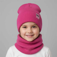 Детская зимняя шапка с хомутом Hart 4455 фуксия