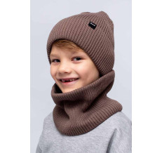 Детская зимняя шапка с хомутом Hart 4468 коричневый