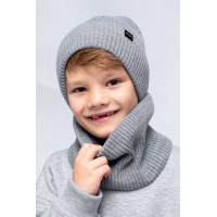 Детская зимняя шапка с хомутом Hart 4468 серый