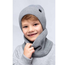 Детская зимняя шапка с хомутом Hart 4468 серый