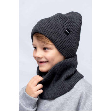 Детская зимняя шапка с хомутом Hart 4468 темно-серый