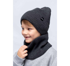 Детская зимняя шапка с хомутом Hart 4468 темно-серый
