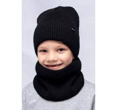 Детская зимняя шапка с хомутом Hart 4468 черный