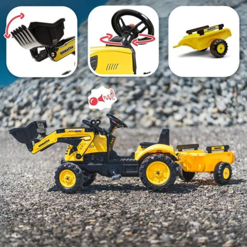 Детский трактор на педалях Falk 2076M Komatsu yellow