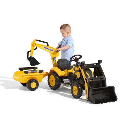 Детский трактор на педалях Falk 2076N Komatsu желтый