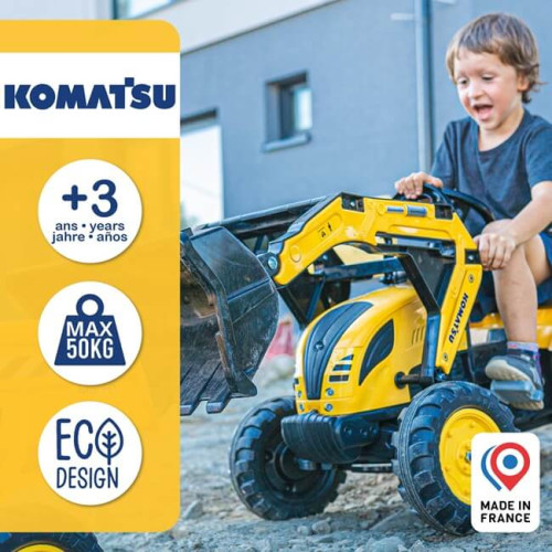Детский трактор на педалях Falk 2086Y Komatsu yellow