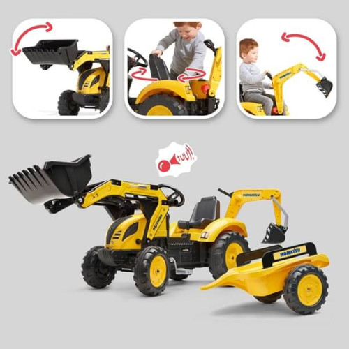 Детский трактор на педалях Falk 2086Y Komatsu yellow