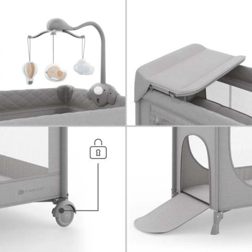 Кровать-манеж с пеленатором Kinderkraft Leody Up Grey