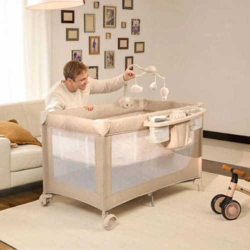 Кровать-манеж с пеленатором Kinderkraft Leody Up Grey