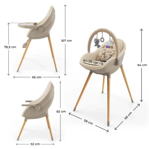 Стульчик для кормления 2 в 1 Kinderkraft Fini Up Beige (KHFINIUPBEG0000)