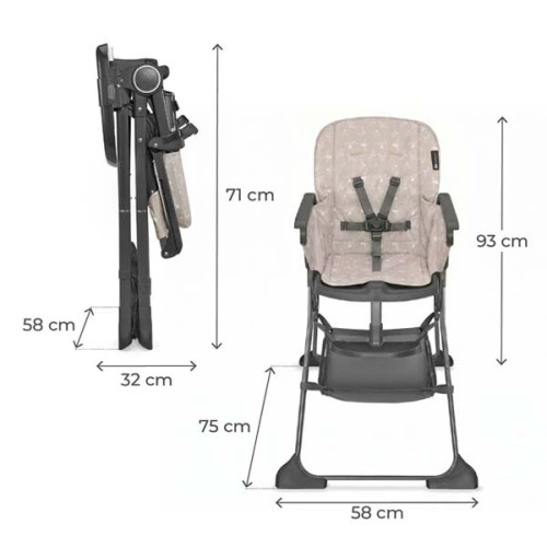 Стульчик для кормления Kinderkraft Foldee Birdy Beige